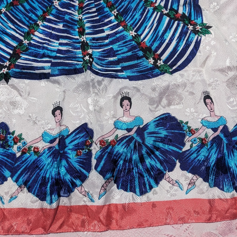 Vintage 1950s Ballerina Scarf 28" Ballet Dancers Rayon Japan Mid Century - Picture 2 of 12